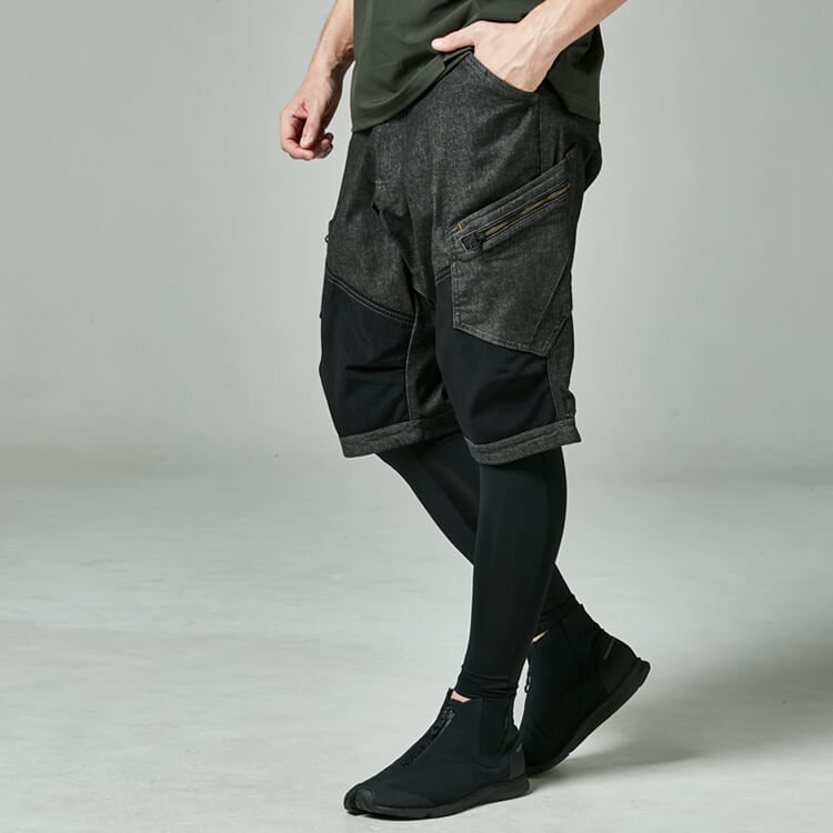 【作業着ハーフパンツ】 ストレッチデニム・膝補強 S～6L 2色  作業服半ズボン/TSデザイン