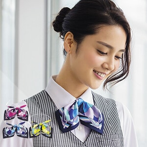 【事務服リボン】ピンク・ブルー・イエロー  3色  オフィス制服・ホテルユニフォーム/インフォメーション