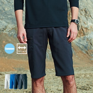 【作業着ハーフパンツ 男女兼用】 SS～6L 2色 ストレッチ素材 作業服/運輸配送ユニフォーム