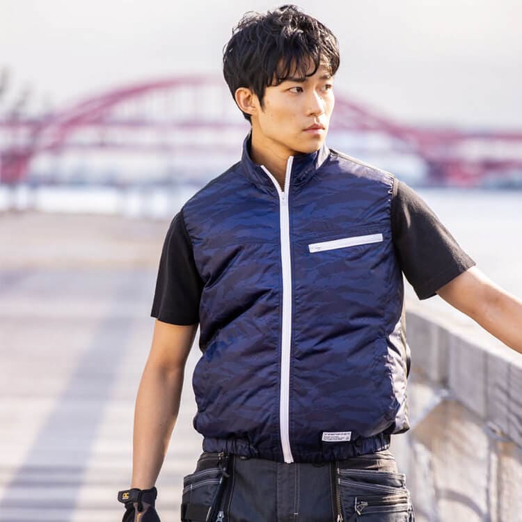 【空調風神服用 ベスト】「保冷剤用ポケット付き」 UVカット チタンコーティング S～5Lサイズ 6色 / 作業着のみ