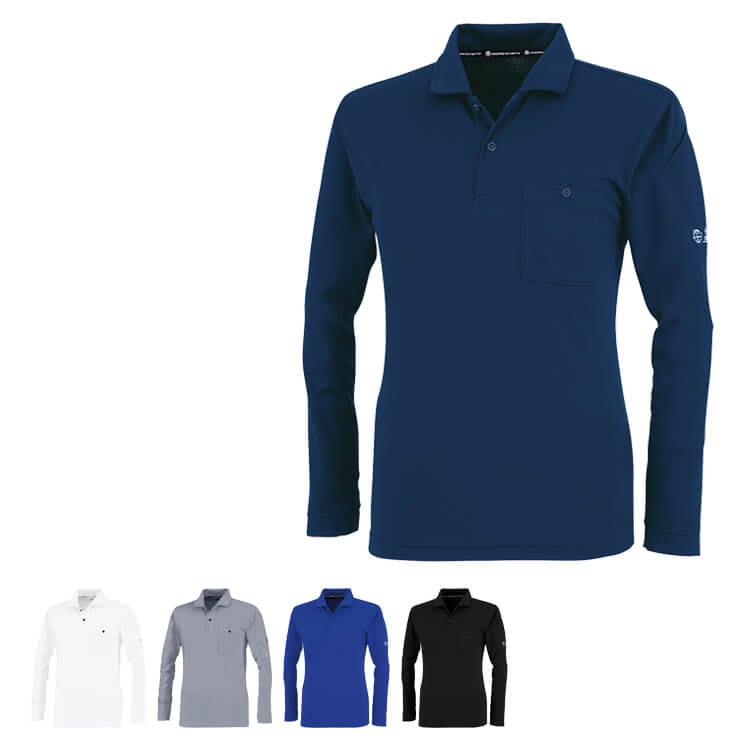 【作業着ポロシャツ 長袖】 再生PET素材100%  消臭 吸汗速乾 JIS制電 SS～5L 5色 スタッフユニフォーム (NOKAE1698)