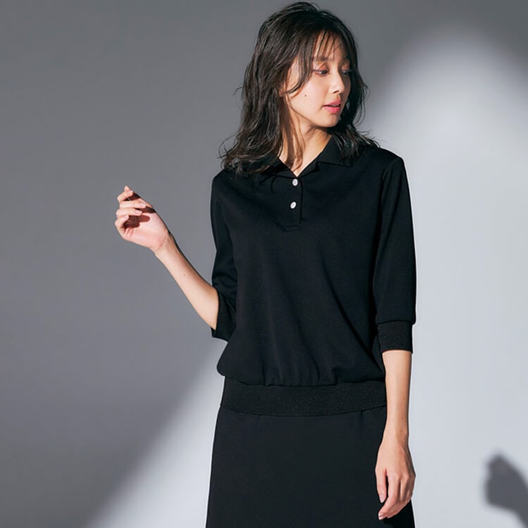 【接客制服ポロシャツ レディース】 ブラック・ネイビー   S～3L  ショールーム受付制服 / マリークワント