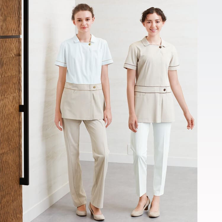 【エステサロン制服上下セット】透け防止抗菌素材・制電防汚（チュニック＆パンツ） S～EL /ナガイレーベン