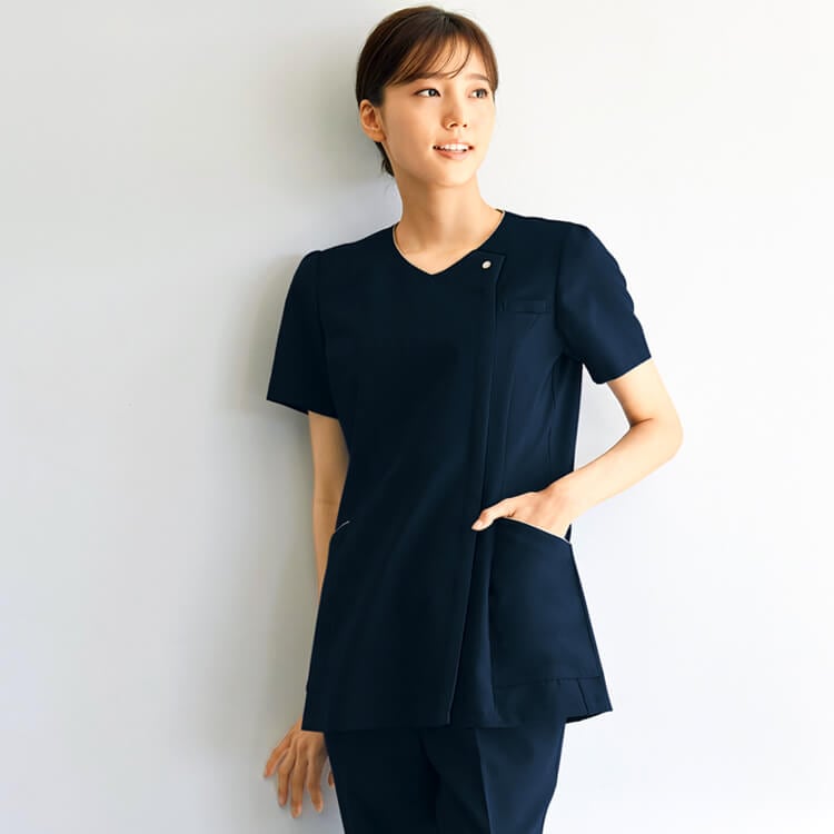 【エステサロン制服】 ストレッチ 吸汗速乾 防透　 7～15号 4色/クリニックユニフォーム