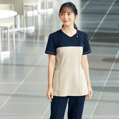 【2着】エステサロン　制服　ユニフォーム　チュニック エステユニフォーム チュニック｜おしゃれなツートンカラー・吸汗速乾