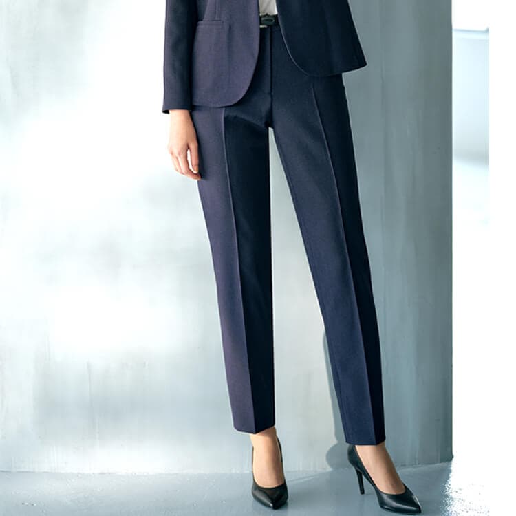 【事務服テーパードパンツ】裏地制電「軽量2WAYストレッチ」家庭洗濯可  4色 5～23号 / オフィスユニフォーム