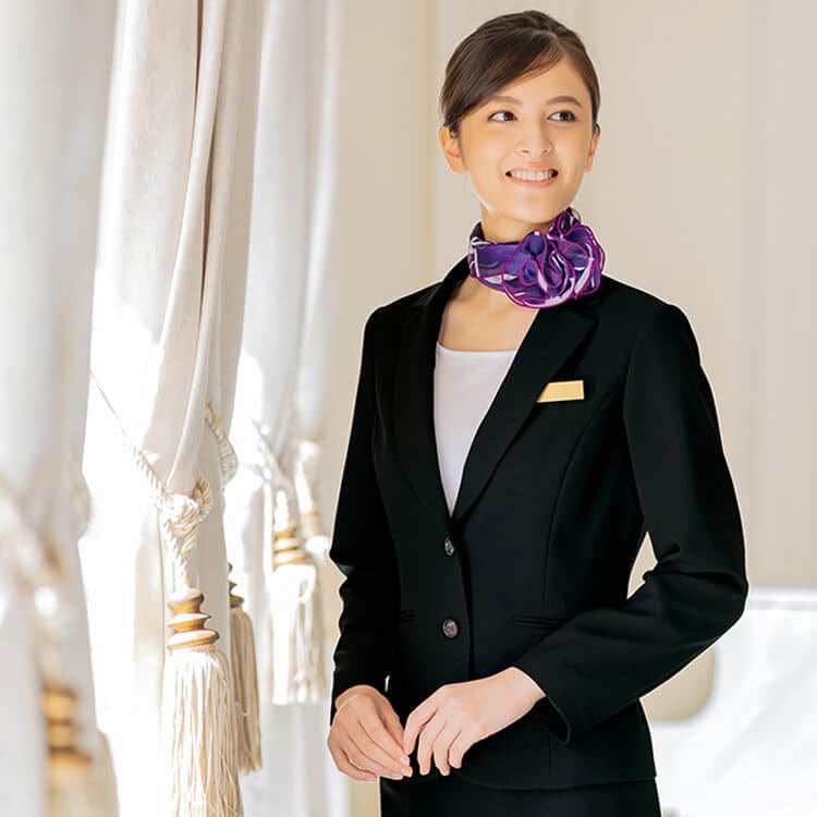 【接客業制服 ジャケット】 ストレッチ・軽量・裏地制電 家庭洗濯可 5～23号 ネイビー・ブラック・グレー/ホテル 冠婚葬祭ユニフォーム