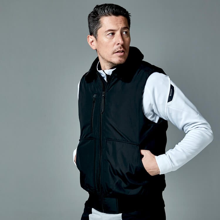 【作業着 防寒ベスト】 撥水防風・軽量 S～6L  ブラック・グレー/TSデザイン