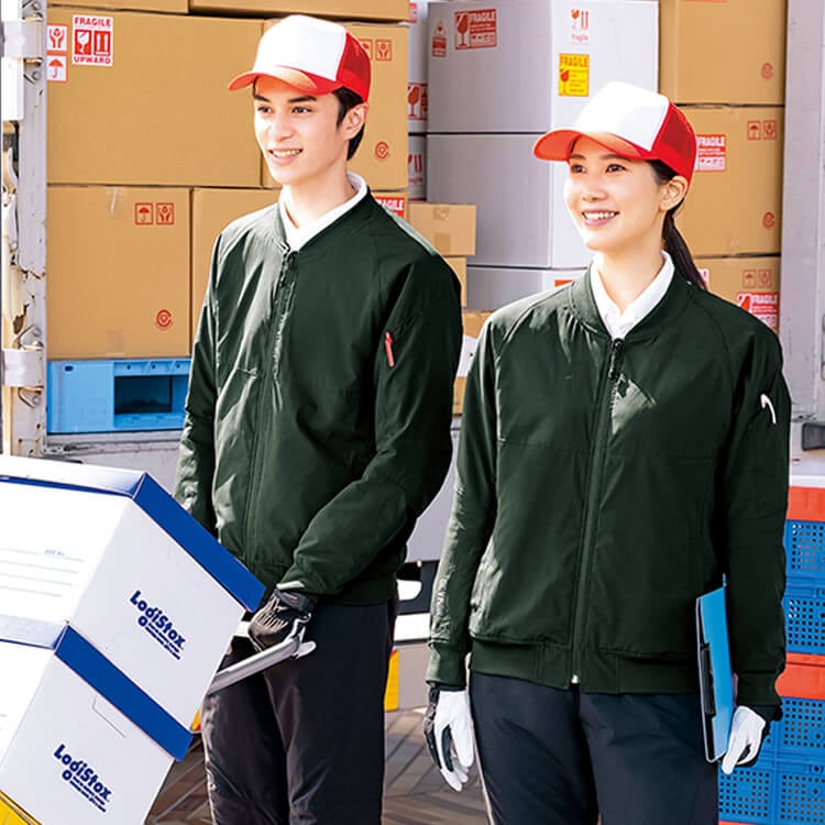 【軽防寒作業服ストレッチ ブルゾン】 男女兼用 中綿入り保温  3S～6L 4色 / スタッフジャンパー