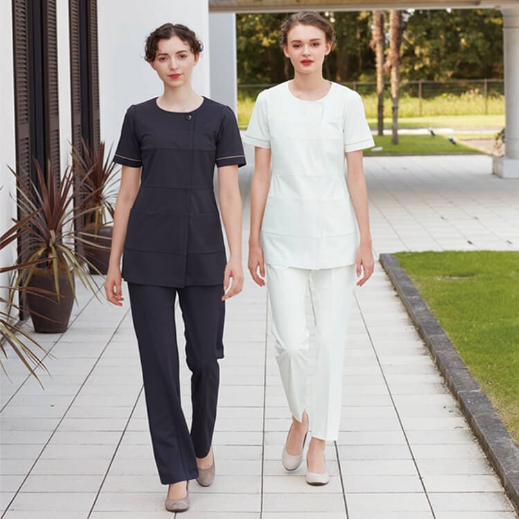 【エステサロン制服 上下セット】 ナース白衣 チュニック 抗菌加工 制電 防汚 吸水 S～EL ナガイレーベン