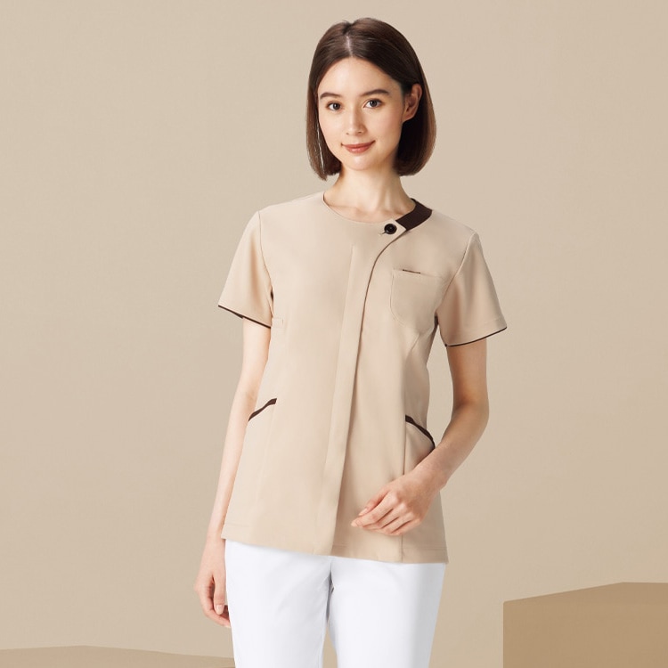 【エステサロン制服ジャケット】 ファスナー仕様・吸汗速乾・ストレッチ・SS～4L 4色 クリニック白衣 女性用