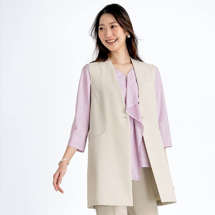 【事務服ベスト】ストレッチ・抗菌消臭・家庭洗濯可 S～5L 3色 TioTio/ジェーン・パッカー（当社制服でも着用してます！）