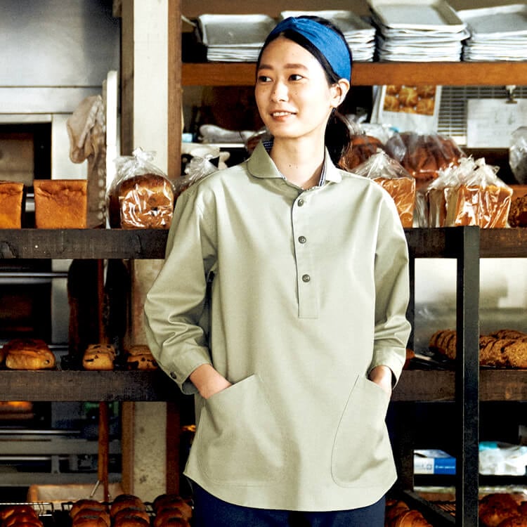 【店鋪スタッフ制服シャツ】 男女兼用・プルオーバー 3色 SS～4L/ショップユニフォーム