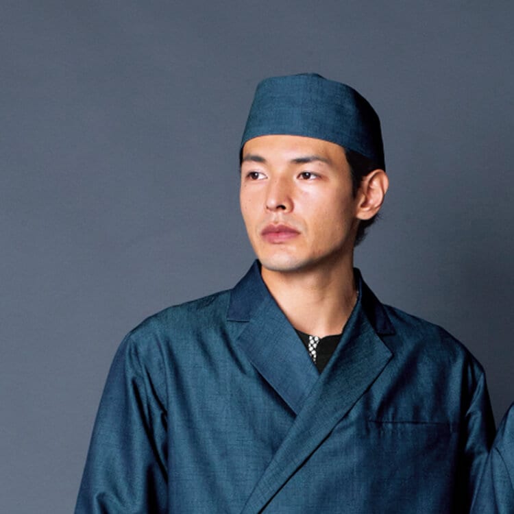 【和食制服帽子】 男女兼用・吸汗速乾・藍色 S～LL   蕎麦屋　寿司屋/居酒屋ユニフォーム (BOS48322)