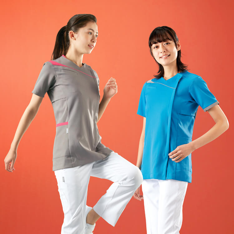 【スクラブ レディース アシックス】 制菌制電・吸汗速乾・防汚 S～3L 9色 看護ユニフォーム/asics