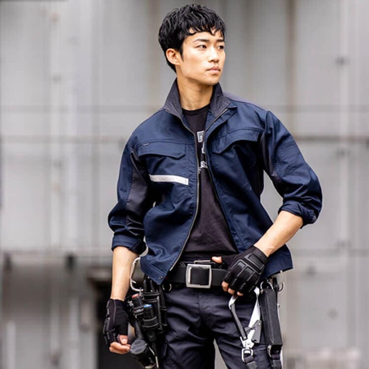 【作業着 長袖ブルゾン】 ストレッチ素材 JIST8118静電気防止 3S～6Lサイズ 4色/業務ユニフォーム (BIBEBA186)