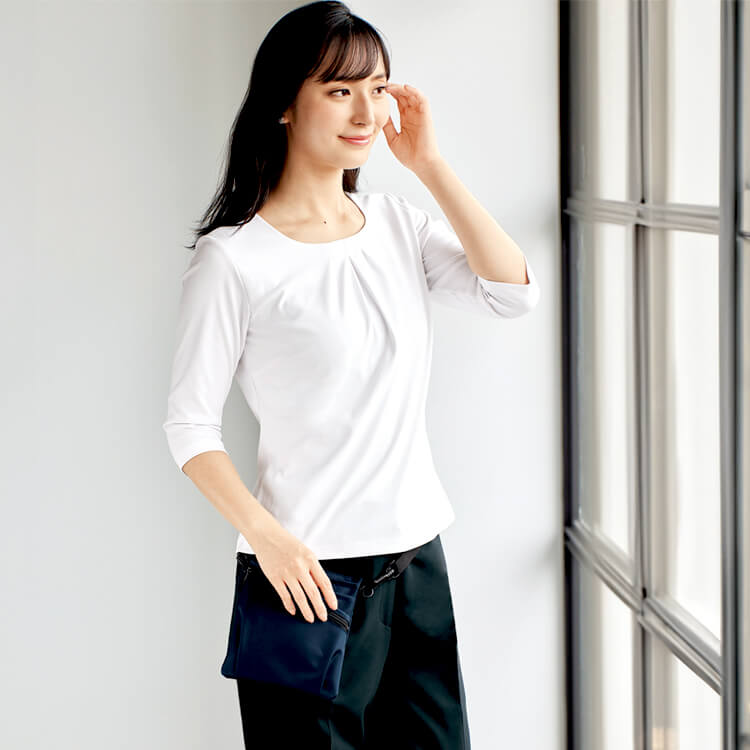 【店舗スタッフポーチ】 3WAY機能・ストラップ取り外し可 ブラック  ネイビー 受付ポシェット/事務職カバン