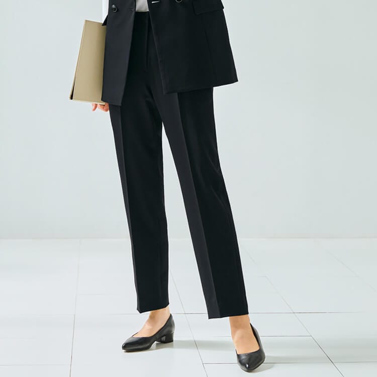 【事務服パンツ】 2WAYストレッチ・撥水・制電・ 5～23号 ブラック /オフィス制服ズボン