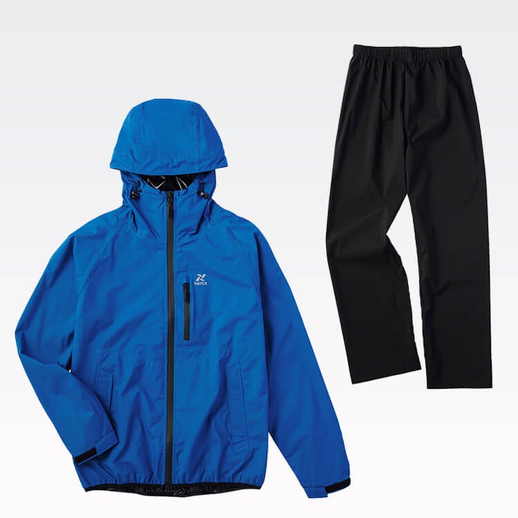 【レインウェア上下セット TULTEX雨合羽】 フード付き雨具・ストレッチ・耐水透湿・防水 M～3L 4色
