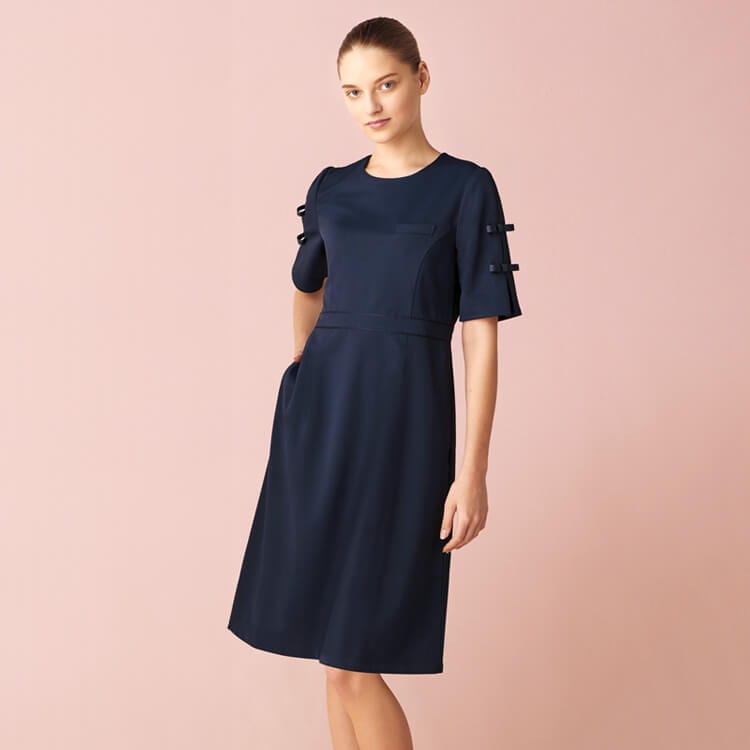 【エステサロン制服 ワンピース】 制菌素材・透け防止・ストレッチ・工業洗濯可 SS～3L 3色 ミッシェルクラン/クリニックユニフォーム