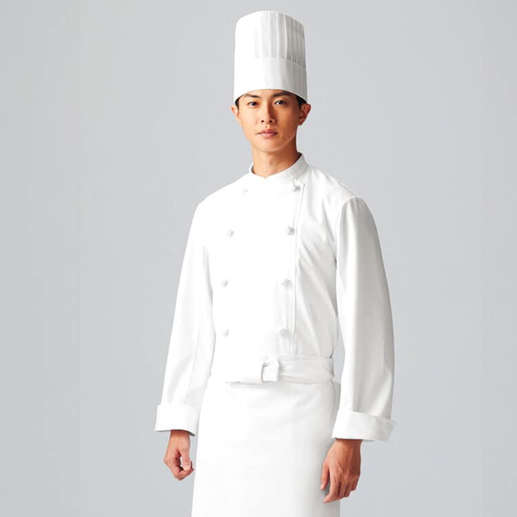 【コックコート 長袖】8L大きなサイズ有・男女兼用・吸汗 ポリエステル65　綿35  SS～8L/厨房用白衣