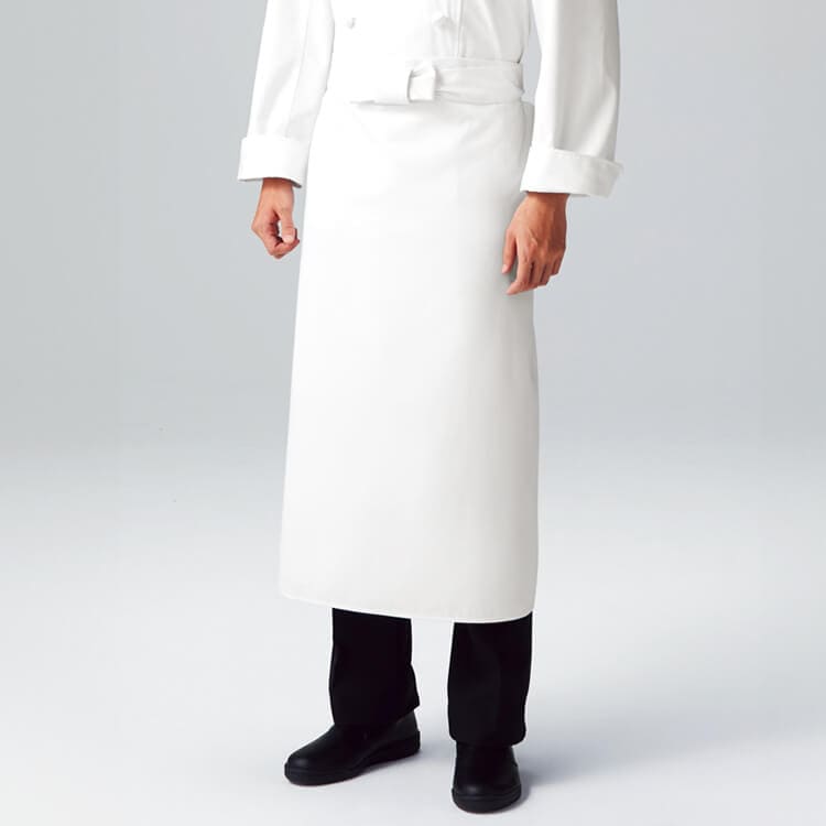 【調理前掛け 2枚組】 吸汗・M～3L ホワイト 腰下前掛け  レストランキツチン/厨房用白衣 (SAA491-40A)