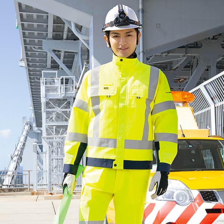 【高視認安全服ブルゾン JIS規格T8127】 class2  制電・反射 S～6L 2色 夜間作業着/道路工事ユニフォーム (IIS2701)