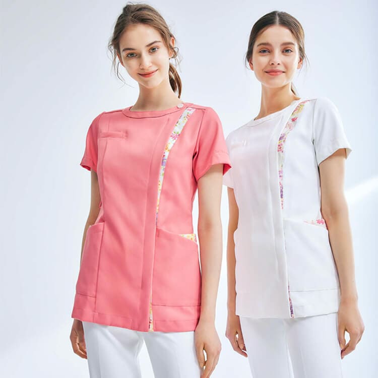 【エステサロンユニフォーム ジャケット】 制菌帯電防止・防汚 ホワイト  ピーチ  ピンク  ラベンダー / ローラアシュレイ