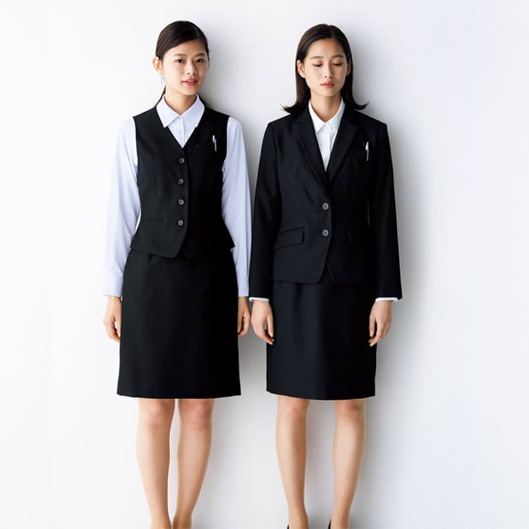 【スカート制服】 「シワになりにくい素材」 （スカート丈54cm/9号） 5～23号 ブラック  店舗制服/飲食ユニフォーム