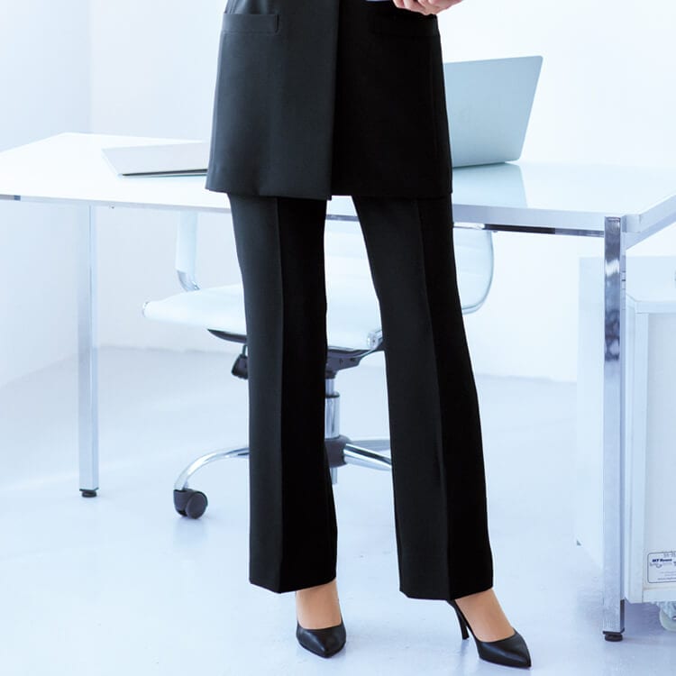 【事務服パンツ シャドーチェック柄】 ストレッチ・ECO素材・抗菌 （家庭洗濯可） 5～21号 ブラック オフィスズボン/会社制服