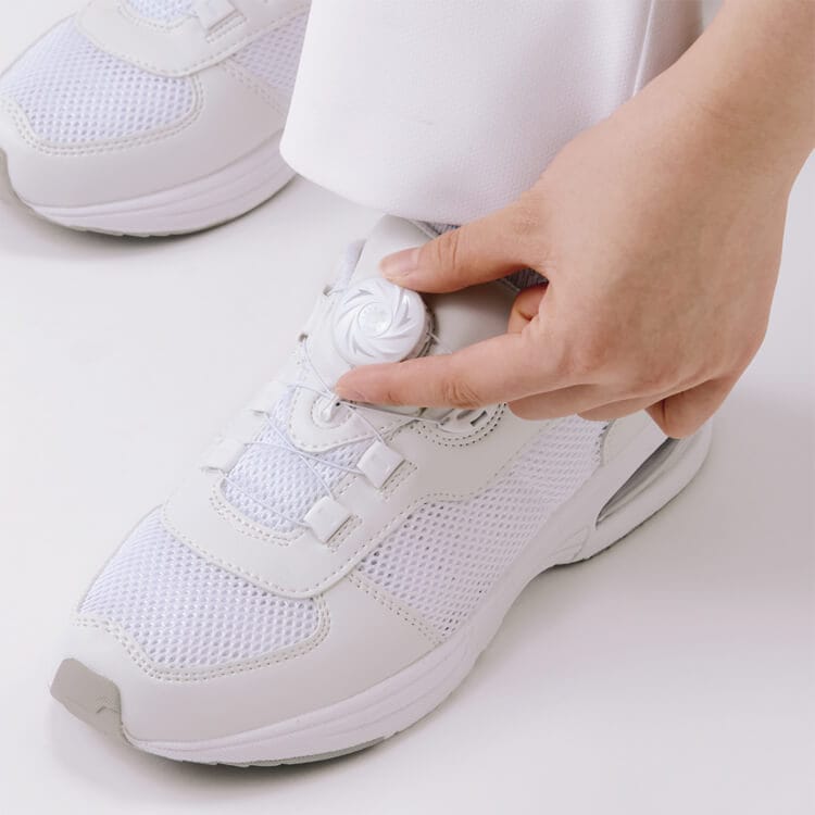 【介護士シューズ ダイヤル式】 男女兼用 3E ホワイト 22.5～29.0cm 施設内履き/ヘルパー