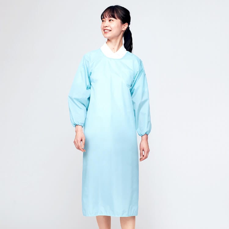 【入浴介助エプロン 長袖】 「水をはじく素材」 レディース フリー 2色 /介護ユニフォーム (SUI54-04)