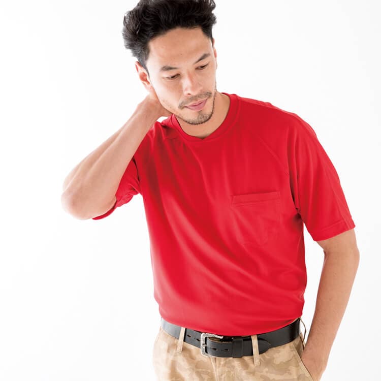【Tシャツ Vネック】 「吸汗速乾・接触冷感！」 S～5Ｌ 8色/作業着