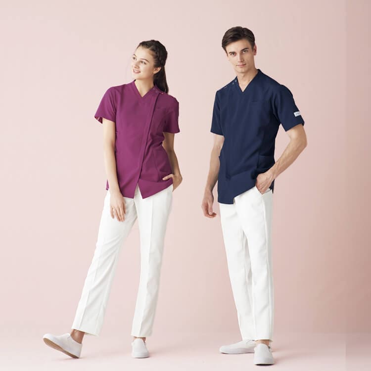 【介護スクラブ メンズ】 「ファスナー仕様」 ストレッチ・工業洗濯可 　S～3L 3色 / ミシェルクラン