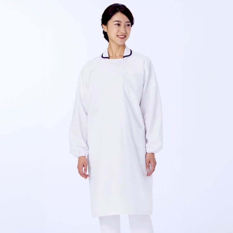 【予防衣 長袖】 「菌の繁殖を抑える素材」 S～L 3色　介護エプロン/デイケア施設ユニフォーム (SAAKZN931)