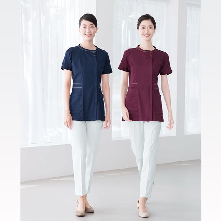 【エステユニフォームチュニック 上下セット】 レディース・抗菌加工・制電防汚・吸水 S～EL/エステティシャン制服