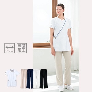 【エステユニフォームチュニック 上下セット】 抗菌防汚・制電吸水  S～EL/エステティシャン制服