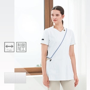 【エステユニフォーム チュニック】 抗菌防汚・ 制電吸水 S～EL　白衣/エステティシャン制服