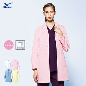 【ミズノドクターコート レディース】MIZUNO・制電・透け防止・抗菌防臭  S～3L 4色/女性用診察衣