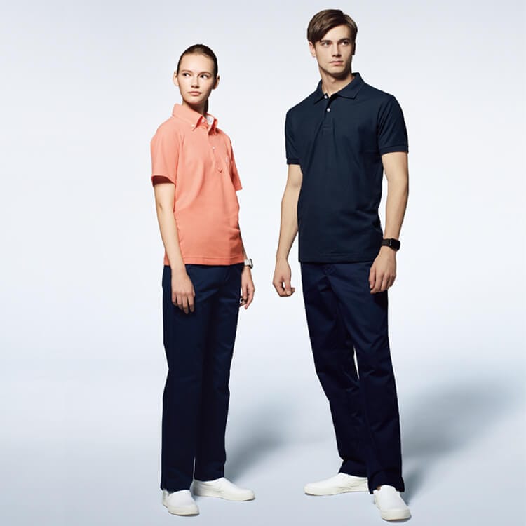 【エステ制服ポロシャツ】 男女兼用・吸汗速乾・UVカット・制電消臭 SS～5L 4色