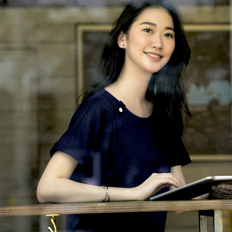 【カットソー制服】 斜めストライプ柄・ニット素材  ネイビー  グレー/S～LL