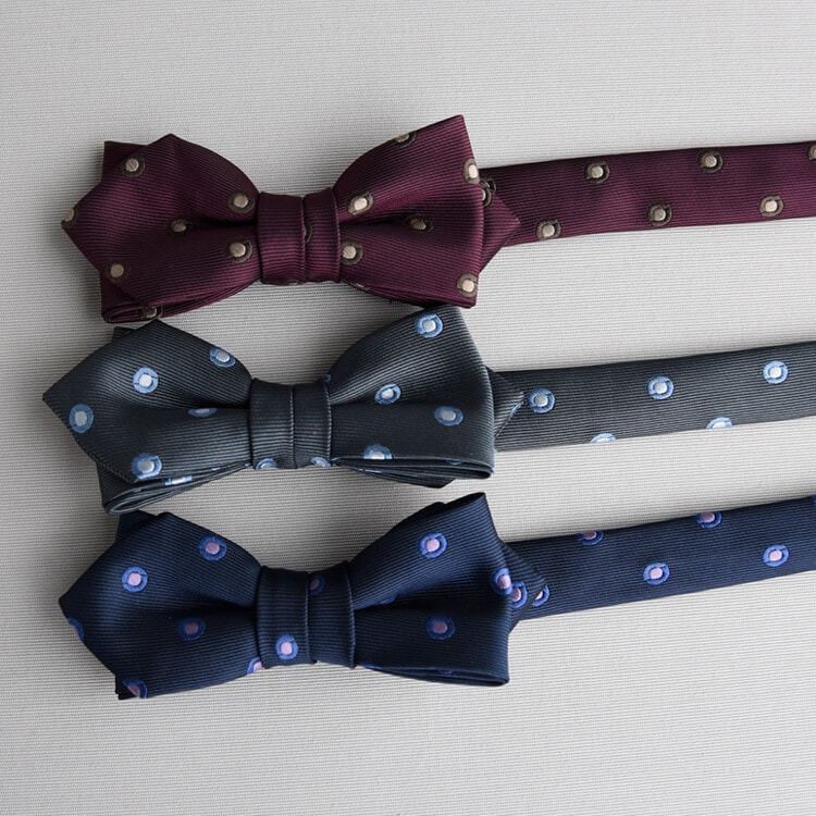 【蝶ネクタイ】ドット柄・ジャガード織・ポリエステル100% 3色 レストラン制服/飲食店ユニフォーム