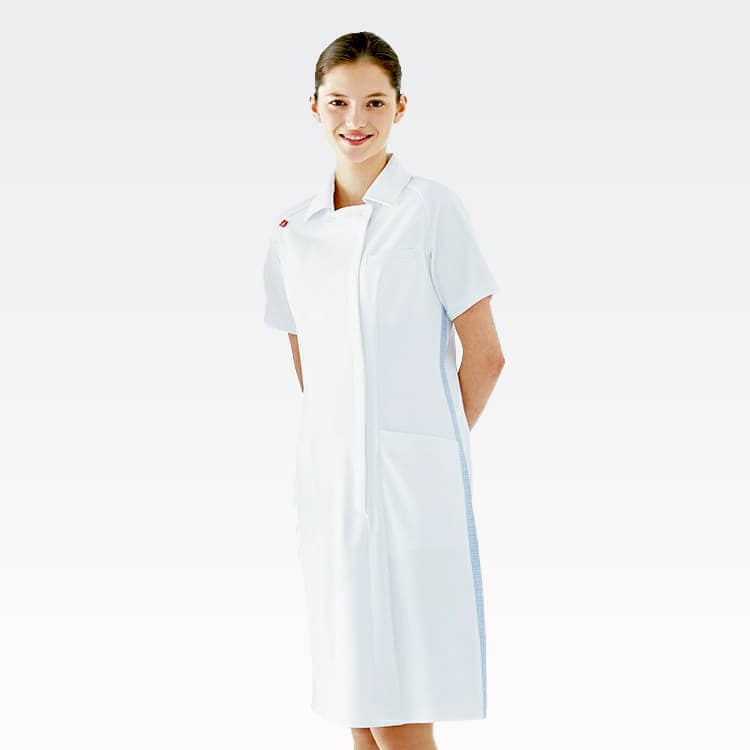 【エステユニフォーム ワンピース】 透け防止・制菌素材 S～EL  3色 エステティシャン制服 / ルコック
