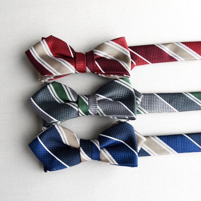 【剣先蝶ネクタイ】レジメンタル柄・ジャガード織・ポリエステル100% 3色 レストラン制服/飲食店ユニフォーム