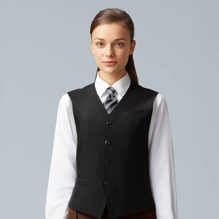 【制服ネクタイ レディース】 ワンタッチ取り付け・ポリエステル100% ブラック バンケット制服/レストランユニフォーム