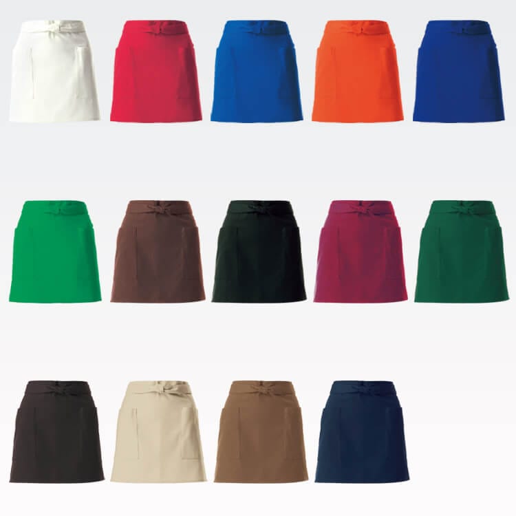 【業務用エプロン ショート丈39cm】 「水をはじく素材」 16色 /介護士ユニフォーム (CHIT6878)