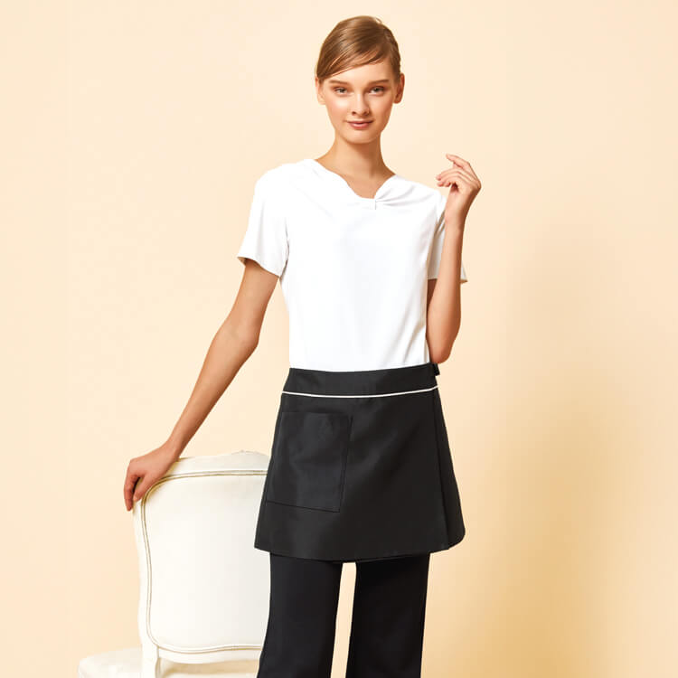 【エステ制服エプロン】 「色落ちしにくい素材」 撥水・撥油・ストレッチ・制電 　S・M/ ブラック
