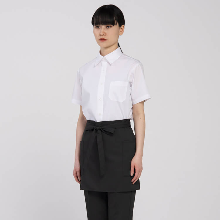 【エステエプロン】 「色落ちに強い！」 ストレッチ・制電・フリー  ブラック色/エステティシャン制服