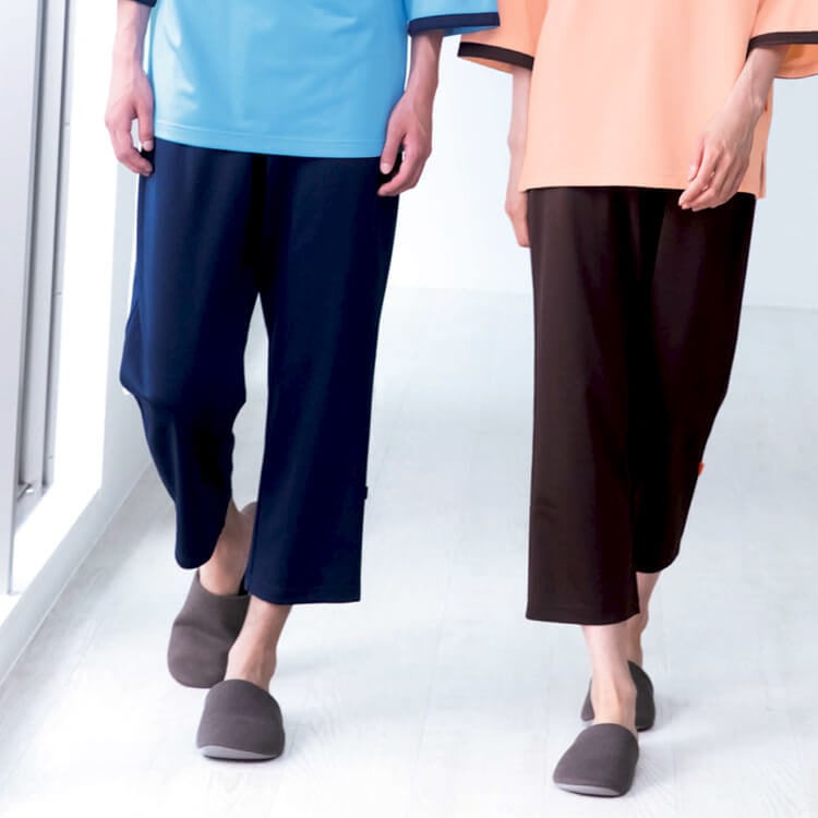 【入院着ズボン】 男女兼用・制電・ニットストレッチ S～3L 6色 病院パジャマ/検査衣パンツ