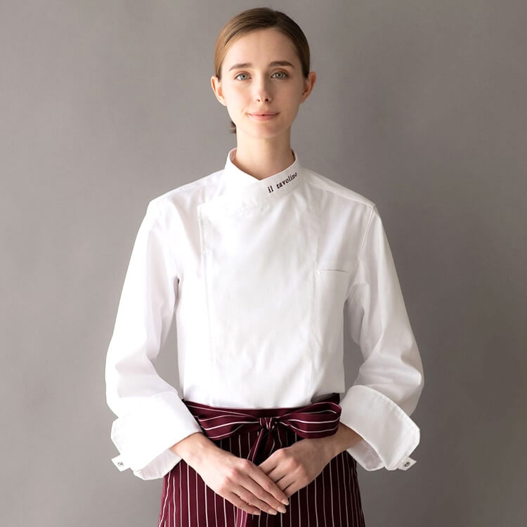 【コックコート 綿100%】男女兼用・厨房白衣 SS～4L ホワイト/ブラック  飲食店ユニフォーム